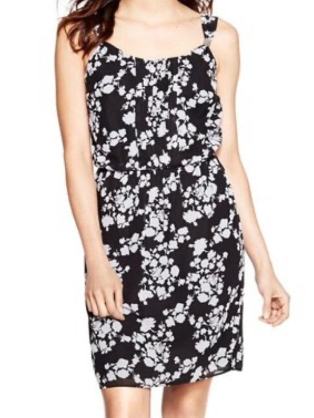 White House Black Market Black floral‎  Dress size 8